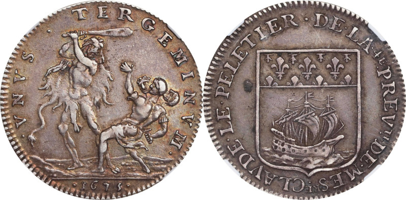 FRANCE. Claude Le Peletier Medal, Dated 1675. NGC AU-53.
F-3622. Diameter: 26mm...