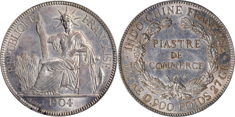 FRENCH INDO-CHINA. Piastre, 1904-A. Paris Mint. PCGS MS-61.
KM-5a.1; Gad-35; Le...