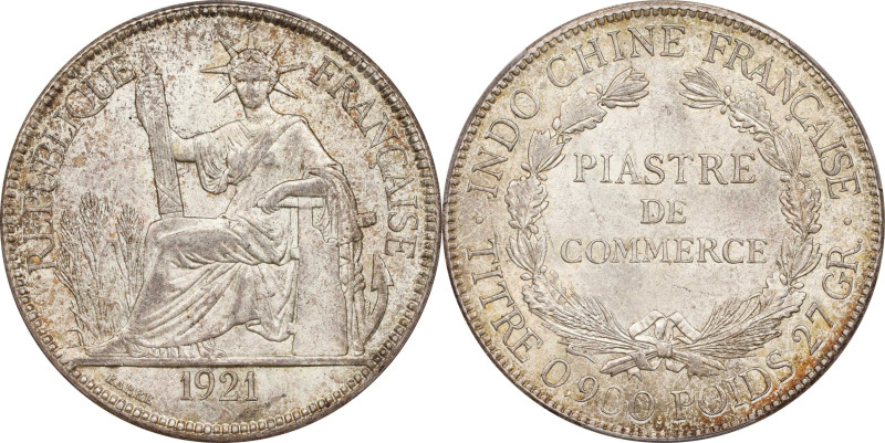 FRENCH INDO-CHINA. Piastre, 1921. San Francisco Mint. PCGS MS-63+.
KM-5a.2; Lec...