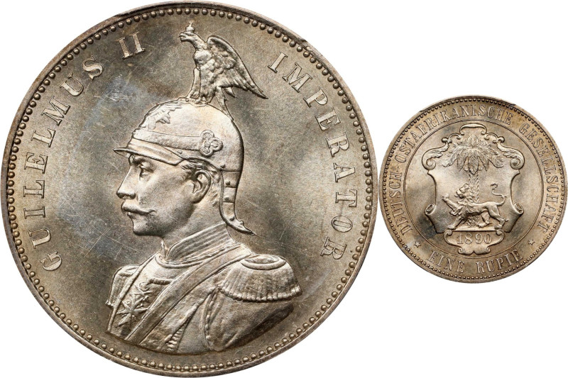 GERMAN EAST AFRICA. Rupie, 1890. Berlin Mint. Wilhelm II. PCGS MS-63.
KM-2; J-7...