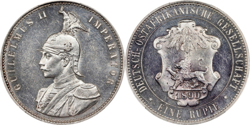 GERMAN EAST AFRICA. Rupie, 1890. Berlin Mint. Wilhelm II. PCGS MS-62.
KM-2; J-7...