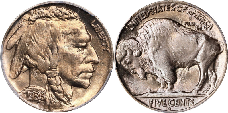 1936-D Buffalo Nickel. MS-66 (PCGS).
PCGS# 3978. NGC ID: 22ST.
From the Knohl ...