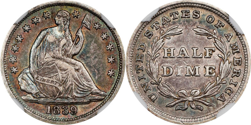 1839 Liberty Seated Half Dime. No Drapery. AU Details--Cleaned (NGC).
PCGS# 431...