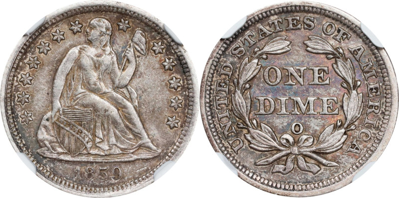 1859-O Liberty Seated Dime. EF Details--Cleaned (NGC).
PCGS# 4620. NGC ID: 2395...