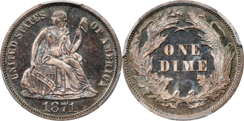 1871 Liberty Seated Dime. Proof-64 (PCGS).
PCGS# 4764. NGC ID: 23CV.
From the ...