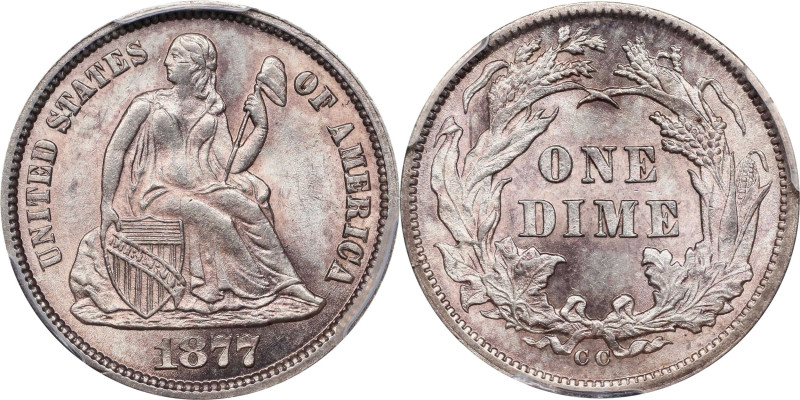 1877-CC Liberty Seated Dime. Unc Details--Cleaned (PCGS).
PCGS# 4683. NGC ID: 2...