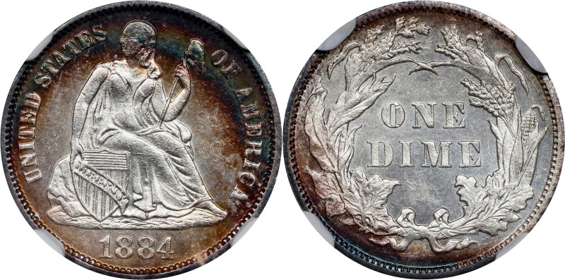 1884 Liberty Seated Dime. MS-66 * (NGC).
PCGS# 4692. NGC ID: 23AX.
From the Kn...