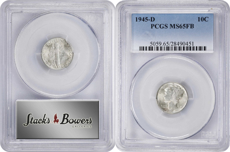 Lot of (3) Mercury Dimes. MS-65 FB (PCGS).
Included are: 1936-S; 1942; and 1945...