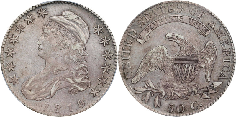 1819 Capped Bust Half Dollar. O-115. Rarity-3. Die State 115.1. EF Details--Clea...