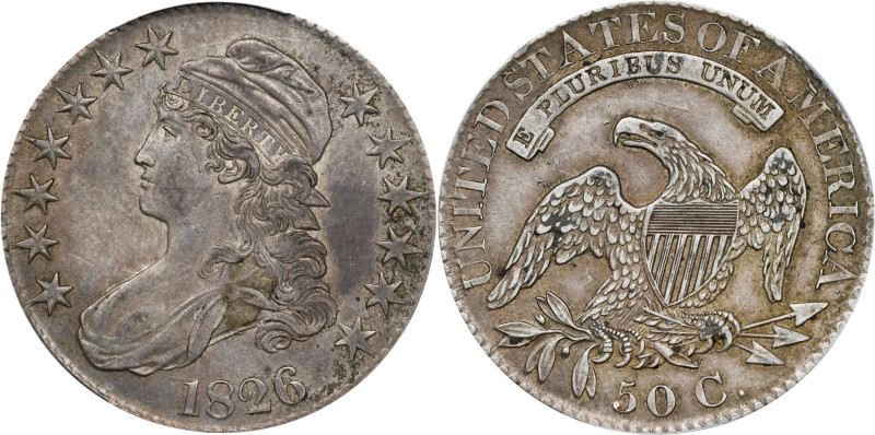 1826 Capped Bust Half Dollar. O-108a. Rarity-1. Die State 108.4. EF-45 (PCGS).
...