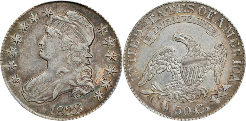 1828 Capped Bust Half Dollar. O-121a. Rarity-4+. Die State 121.2. Square Base 2,...