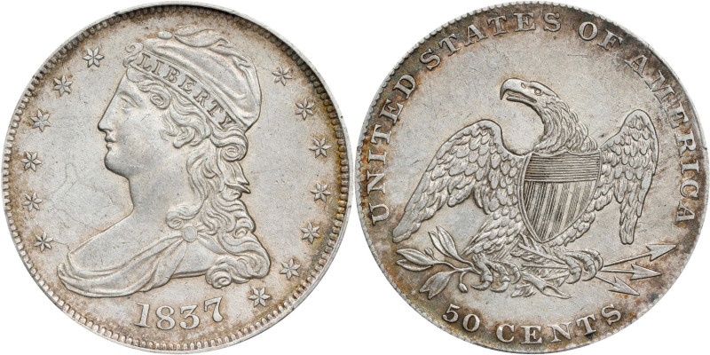 1837 Capped Bust Half Dollar. Reeded Edge. 50 CENTS. GR-12. Rarity-2. AU Details...