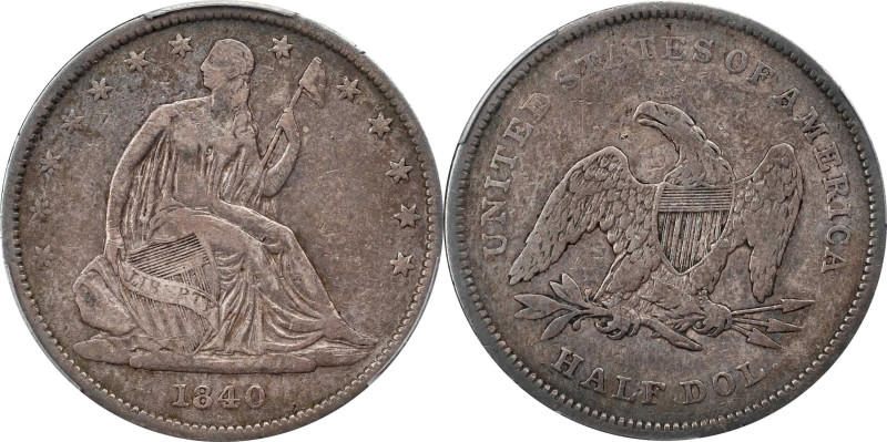 1840 Liberty Seated Half Dollar. Small Letters (a.k.a. Reverse of 1839). Fine-15...