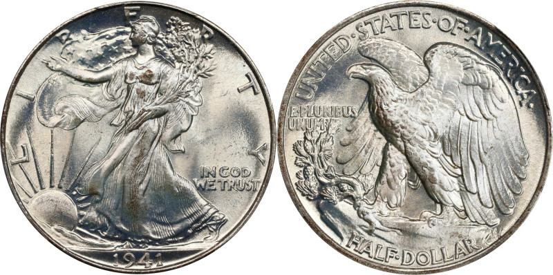 1941 Walking Liberty Half Dollar. MS-66+ (PCGS). CAC.
PCGS# 6611. NGC ID: 24S3....