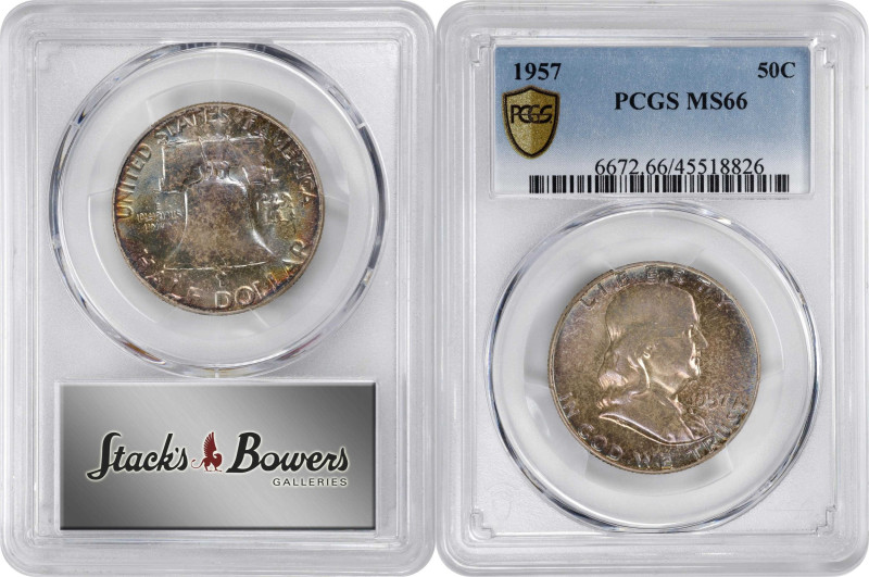 Lot of (2) 1950s Franklin Half Dollars. MS-66 (PCGS).
Included are: 1954; and 1...