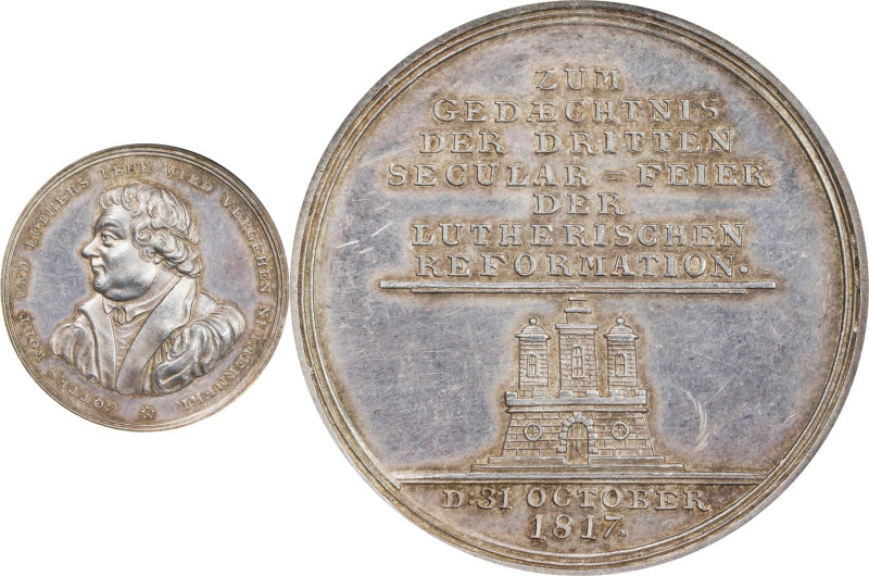 GERMANY. Hamburg. 300th Anniversary of the Reformation Silver Medal, "1817". PCG...