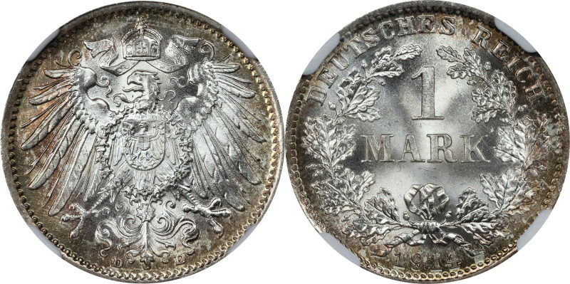 GERMANY. Empire. Mark, 1914-D. Munich Mint. NGC MS-68.
KM-14; J-17.

Estimate...