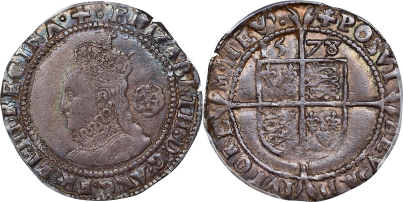 GREAT BRITAIN. 6 Pence, 1578/7. London Mint; mm: Greek Cross. Elizabeth I. PCGS ...