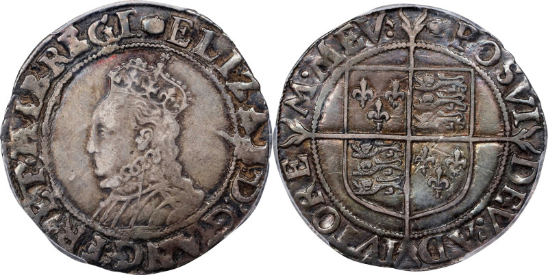 GREAT BRITAIN. Shilling, ND (1592-95). London Mint; mm: Tun. Elizabeth I. PCGS E...