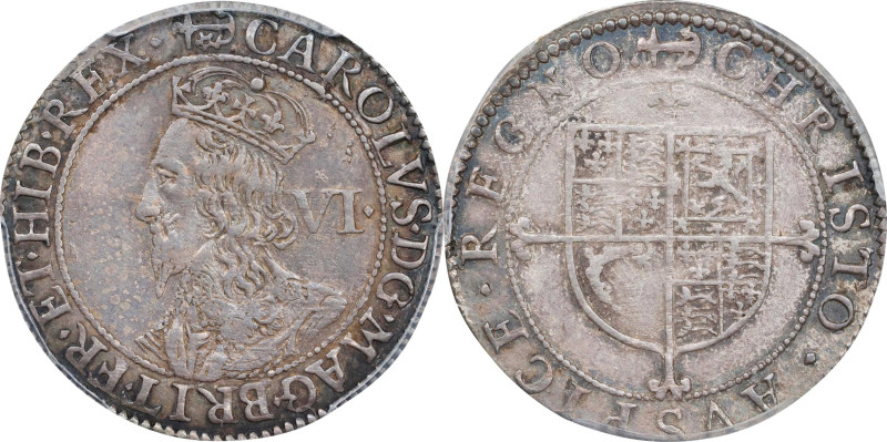 GREAT BRITAIN. 6 Pence, ND (1638-39). London Mint; mm: Anchor. Charles I. PCGS G...