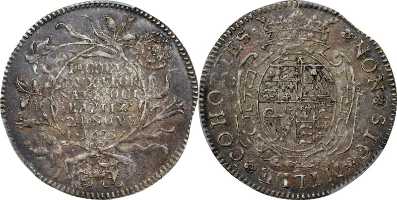 GREAT BRITAIN. Baptism of Prince James Silver Medal, 1633. PCGS AU-53.
Eimer-12...