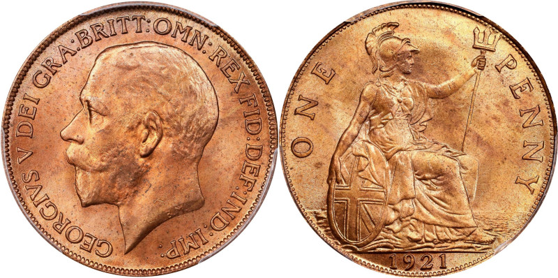 GREAT BRITAIN. Penny, 1921. London Mint. George V. PCGS MS-65 Red.
S-4051; KM-8...