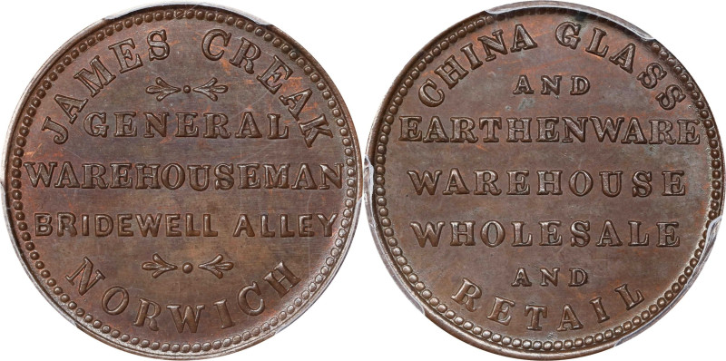 GREAT BRITAIN. Trade Tokens. Norfolk. Norwich. Copper Farthing Token, ND (1851-8...