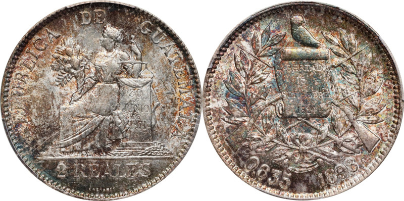 GUATEMALA. 2 Reales, 1898. PCGS MS-62.
KM-167.

Estimate: $60.00- $100.00