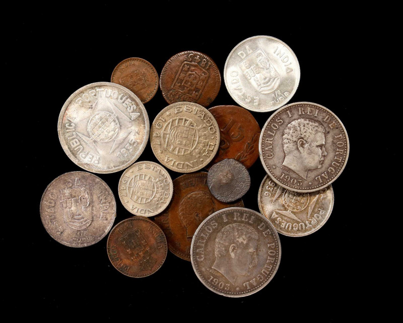 INDIA. Portuguese India. Group of Mixed Denominations (14 Pieces), 1823-1947. Gr...