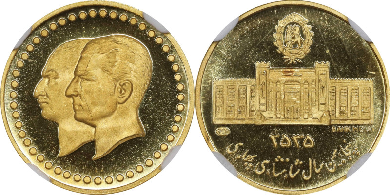 IRAN. Golden Jubilee of the National Bank of Iran Gold Medal, MS 2535 (1976). Mu...