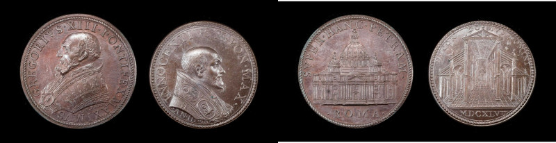 ITALY. Papal States. Duo of Papal Bronze Medals (2 Pieces), ND. Grades: UNCIRCUL...