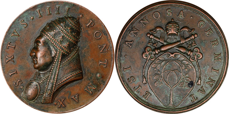 ITALY. Papal States. Pope Sixtus IV Bronze Medal, ND (Late 17th Century). VERY F...