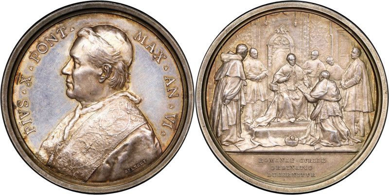 ITALY. Papal States (Prisoner of the Vatican). Pius X/Roman Curia Silver Medal, ...