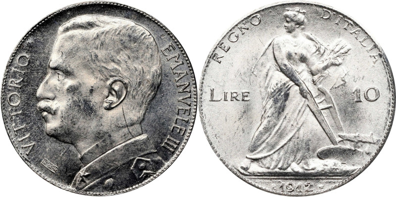 ITALY. Platinum 10 Lire, 1912-R. Rome Mint. Vittorio Emanuele III. UNCIRCULATED....