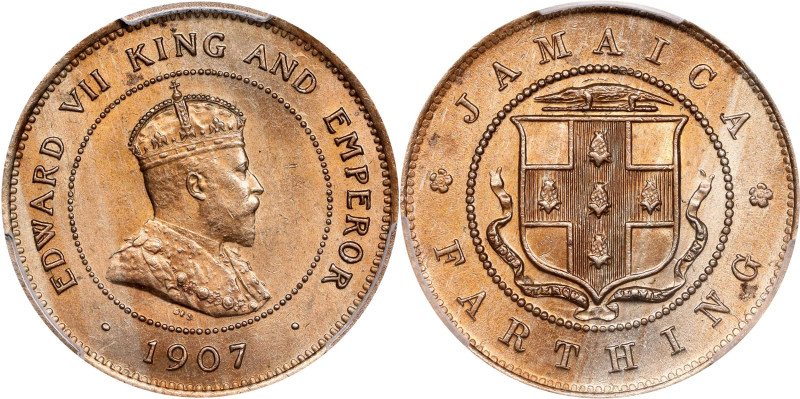 JAMAICA. Farthing (1/4 Penny), 1907. London Mint. Edward VII. PCGS MS-63.
KM-21...