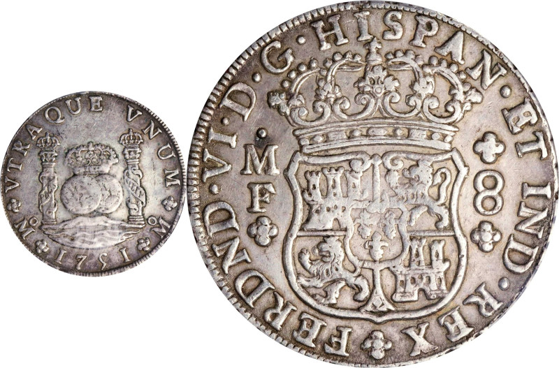 MEXICO. 8 Reales, 1751-Mo MF. Mexico City Mint. Ferdinand VI. PCGS EF-45.
KM-10...