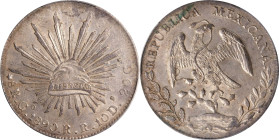 MEXICO. 8 Reales, 1890-Go RR. Guanajuato Mint. PCGS MS-61.
KM-377.8; DP-Go73.

Estimate: $150.00- $300.00