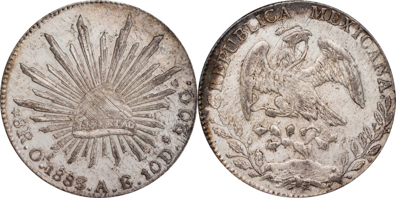 MEXICO. 8 Reales, 1883-Oa AE. Oaxaca Mint. PCGS AU-58.
KM-377.11; DP-Oa28.

E...