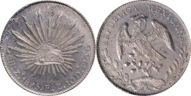 MEXICO. 8 Reales, 1895-Zs FZ. Zacatecas Mint. PCGS MS-62.
KM-377.13; DP-Zs81.

Estimate: $100.00- $150.00