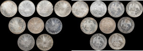 MEXICO. Nonet of 8 Reales (9 Pieces), 1875-96. Average Grade: UNCIRCULATED Details--Cleaned.
A mix of "Cap and Rays" 8 Reales types, mostly in Mint S...