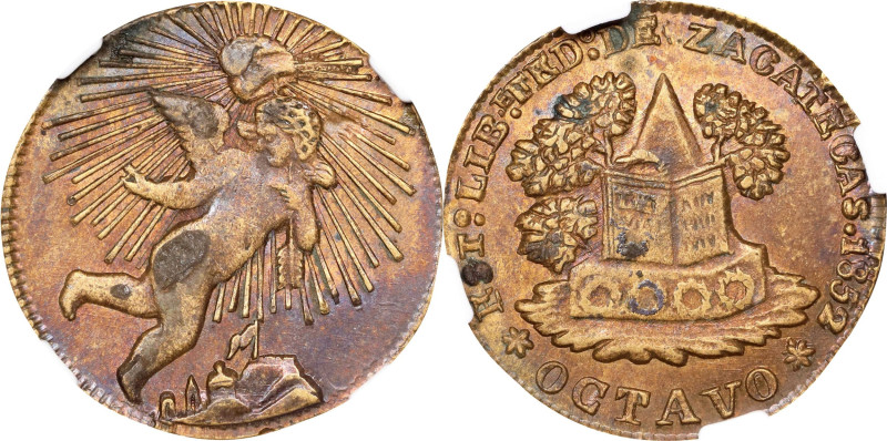 MEXICO. Zacatecas. 1/8 Real, 1852. Zacatecas Mint. NGC AU-53.
KM-338.
From the...