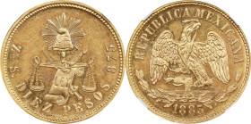 MEXICO. Gold 10 Pesos, 1883/2-Zs S. Zacatecas Mint. NGC Unc Details--Obverse Improperly Cleaned.
Fr-138; KM-413.9.
From the Murcia Collection of Mex...