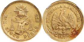 MEXICO. 5 Pesos, 1872/62-Mo M. Mexico City Mint. NGC AU Details--Bent.
Fr-139; KM-412.6.
From the Murcia Collection of Mexican Gold Coinage.

Esti...