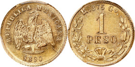 MEXICO. Gold Peso, 1890-Go R. Guanajuato Mint. PCGS MS-61.
Fr-161; KM-410.3. Mintage: 1,916 (reported).

Estimate: $300.00- $450.00