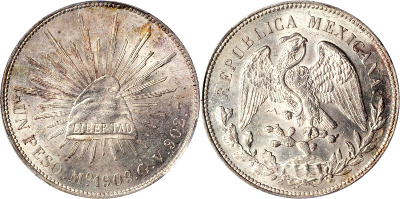 MEXICO. Peso, 1909-Mo GV. Mexico City Mint. PCGS MS-63.
KM-409.2.

Estimate: ...