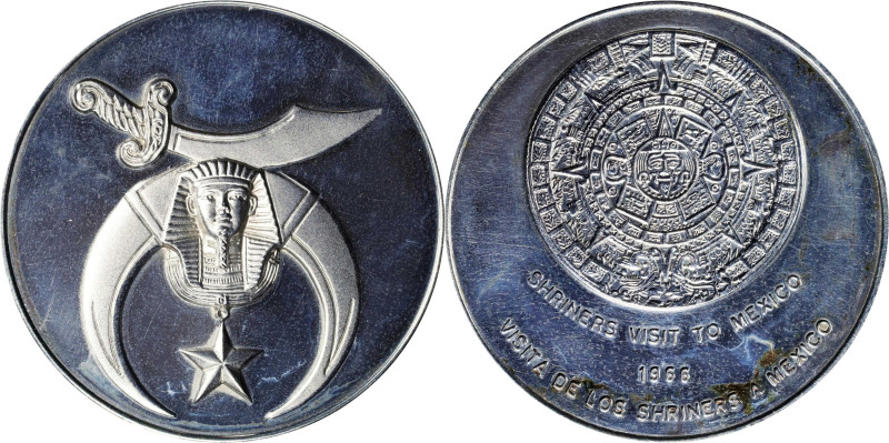 MEXICO. Masonic. Shriners Visit to Mexico Silver Medal, 1965. BRILLIANT PROOF.
...