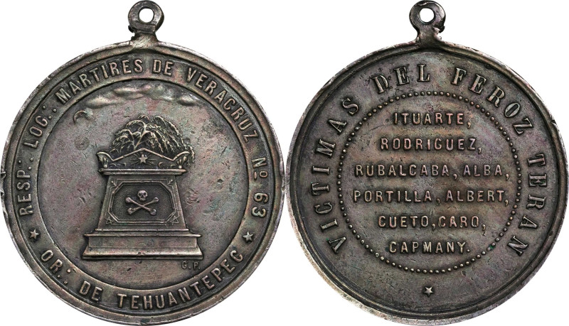 MEXICO. Masonic. Order of Tehuantepec "Martyrs of Veracruz" Bronze Medal, 1879. ...