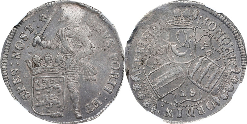 NETHERLANDS. West Friesland. Daalder of 30 Stivers, 1685. NGC AU-53.
KM-88.1.
...