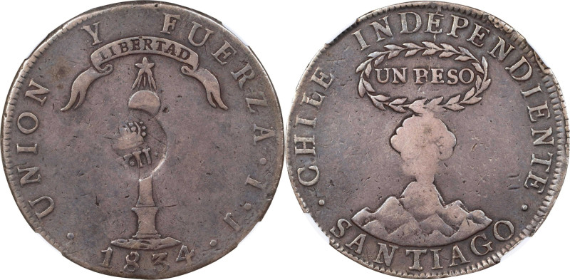 PHILIPPINES. Philippines - Chile. 8 Reales, ND (1834-37). Manila Mint. Isabel II...