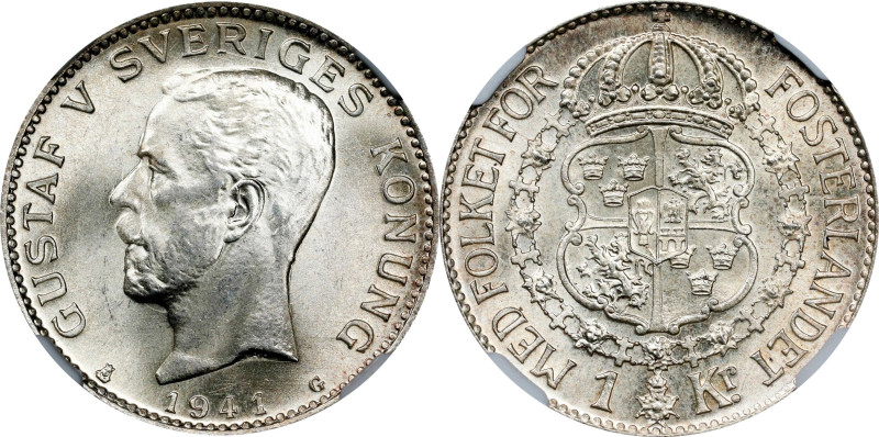 SWEDEN. Krona, 1941 G. Gustaf V. NGC MS-64.
KM-786.2.

Estimate: $100.00- $15...